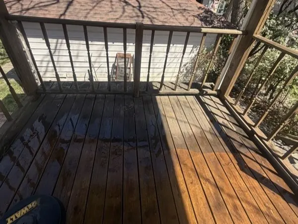 Raised deck, half cleaned to show the difference