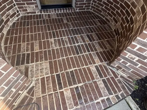 Brick front entry, after cleaning