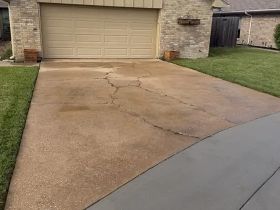 Real Plano driveway. Drag to compare., after cleaning