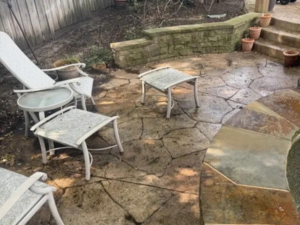 Back patio seating area, before cleaning
