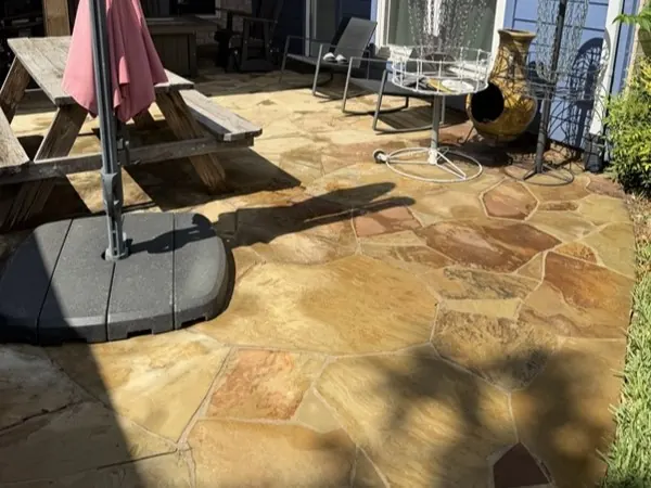 Flagstone patio, after cleaning