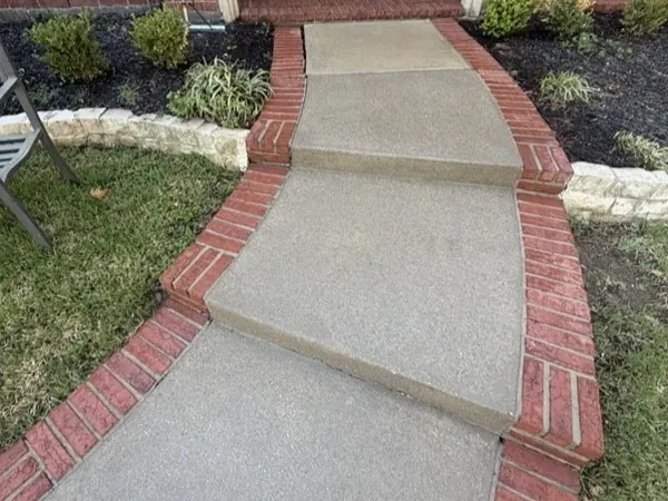 Front walkway with brick border, after cleaning